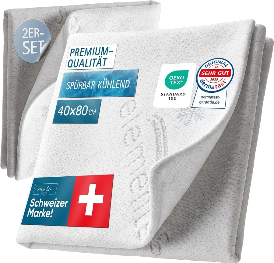 Zwei kühlende Kissenbezüge Elements Cool, 40 × 80 cm, mit Verpackungsetiketten
