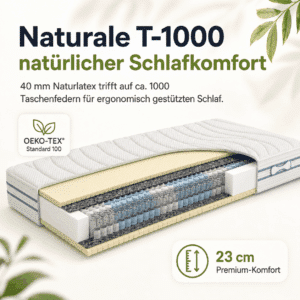 Matratzen kaufen Schweiz, Bettdecken kaufen Schweiz, Kopfkissen kaufen Schweiz Matratze Naturale T-1000 mit Naturlatexauflage