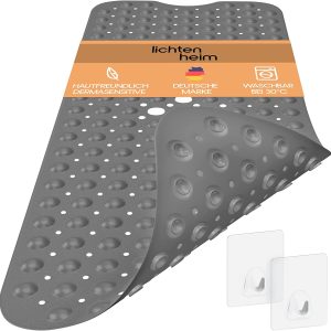 Sensitive Non-Slip Shower Mat 100x40 cm - Includes 2 Hooks - Non-Slip Bathtub Mat - BPA-Free Non-Slip Bathtub Mat - Mold-Resistant & Washable Bath Mat