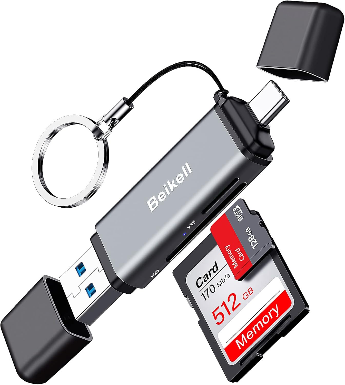 Beikell USB 3.0 Kartenleser – Highspeed Kartenlesegerät für SD/MicroSD/MMC