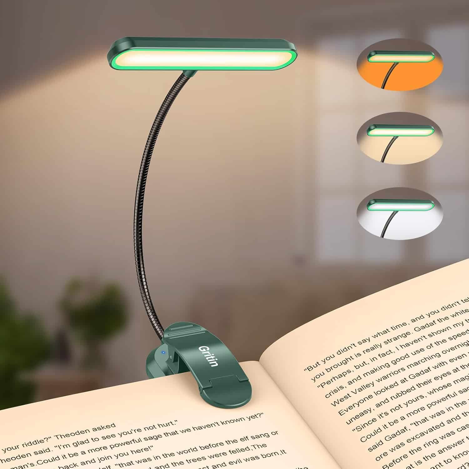 LED Leselampe Buch Klemme mit 3 Farbtemperaturen und 5 Lichtmodi
