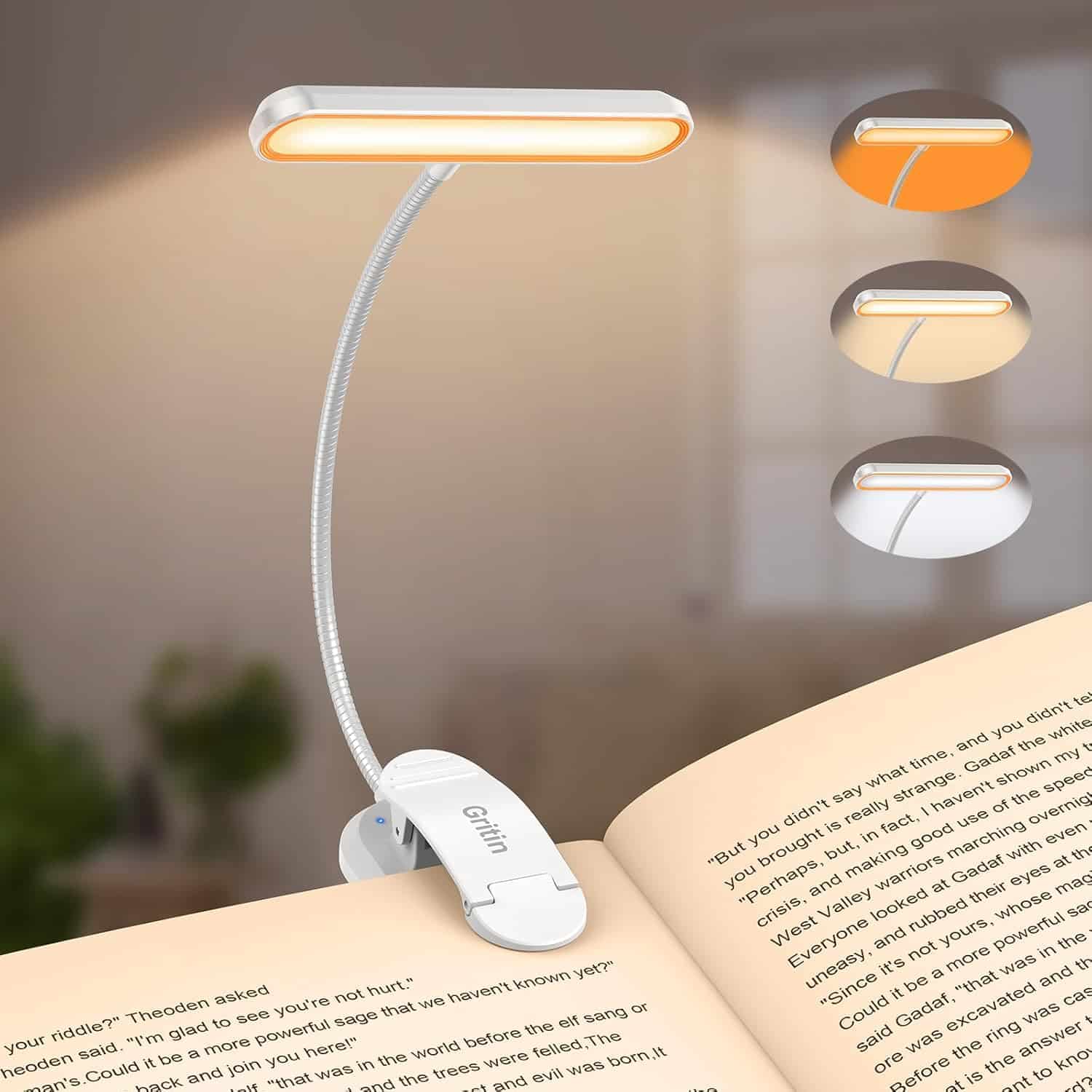 LED Leselampe Buch Klemme mit 3 Farbtemperaturen und 5 Lichtmodi