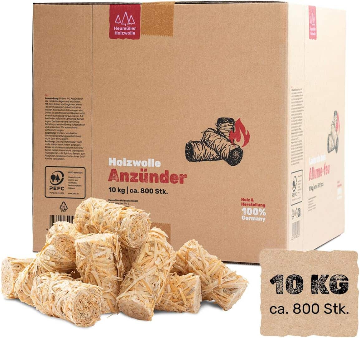 Natürliche Holzwolle-Anzünder für Kamin, Grill & Feuerstelle