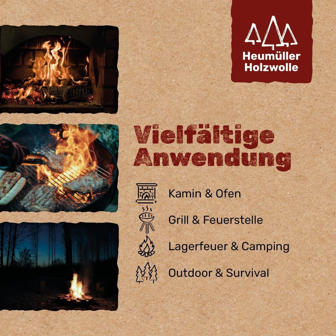 Matratzen kaufen Schweiz, Bettdecken kaufen Schweiz, Kopfkissen kaufen Schweiz Natürliche Holzwolle-Anzünder für Kamin, Grill & Feuerstelle – Bild 4