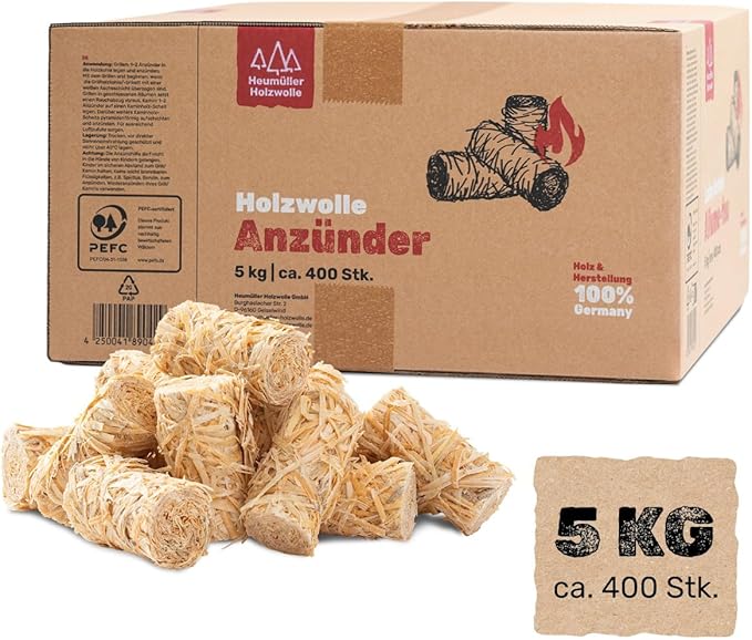 Natürliche Holzwolle-Anzünder für Kamin, Grill & Feuerstelle