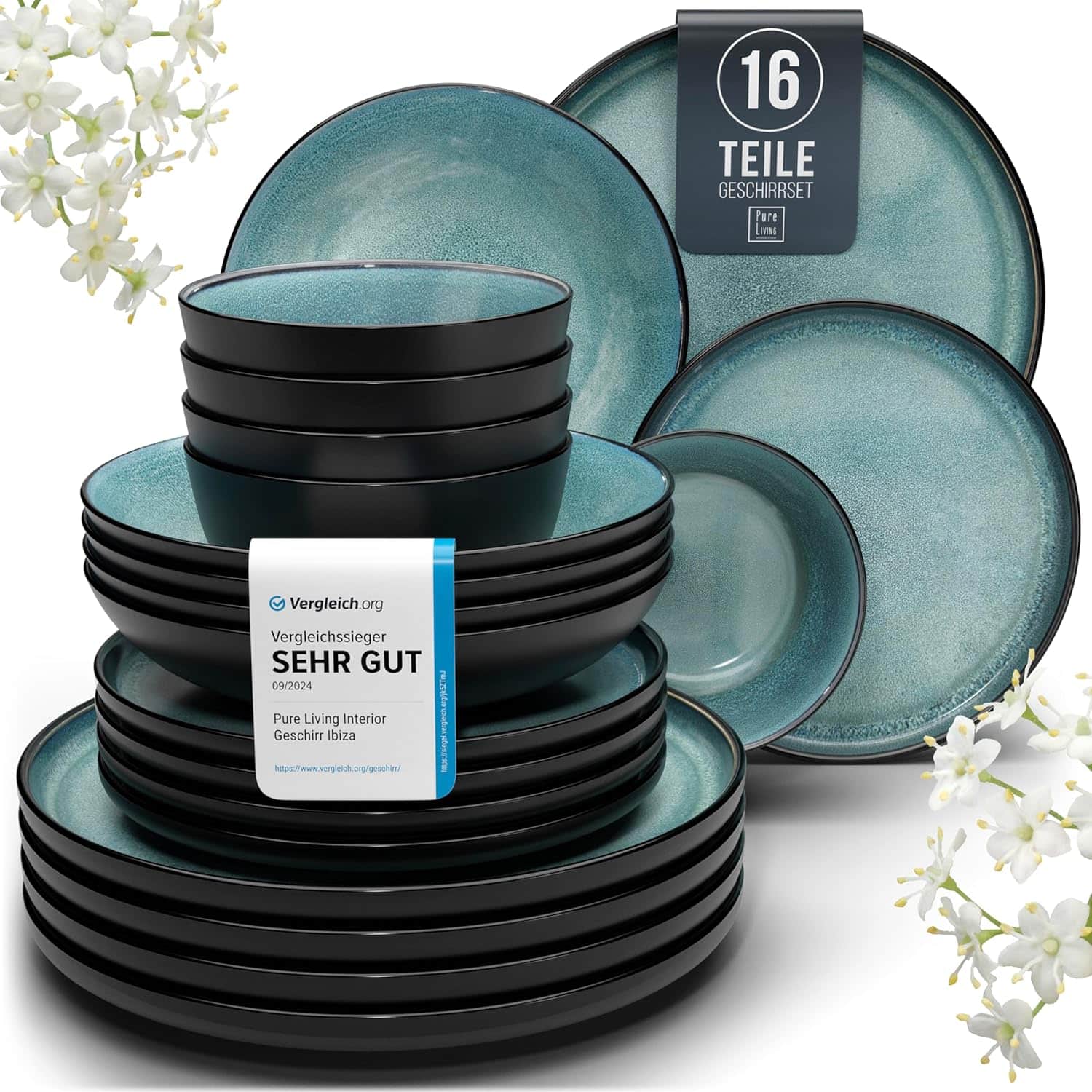 Steingut Geschirrset Ibiza Tafelservice