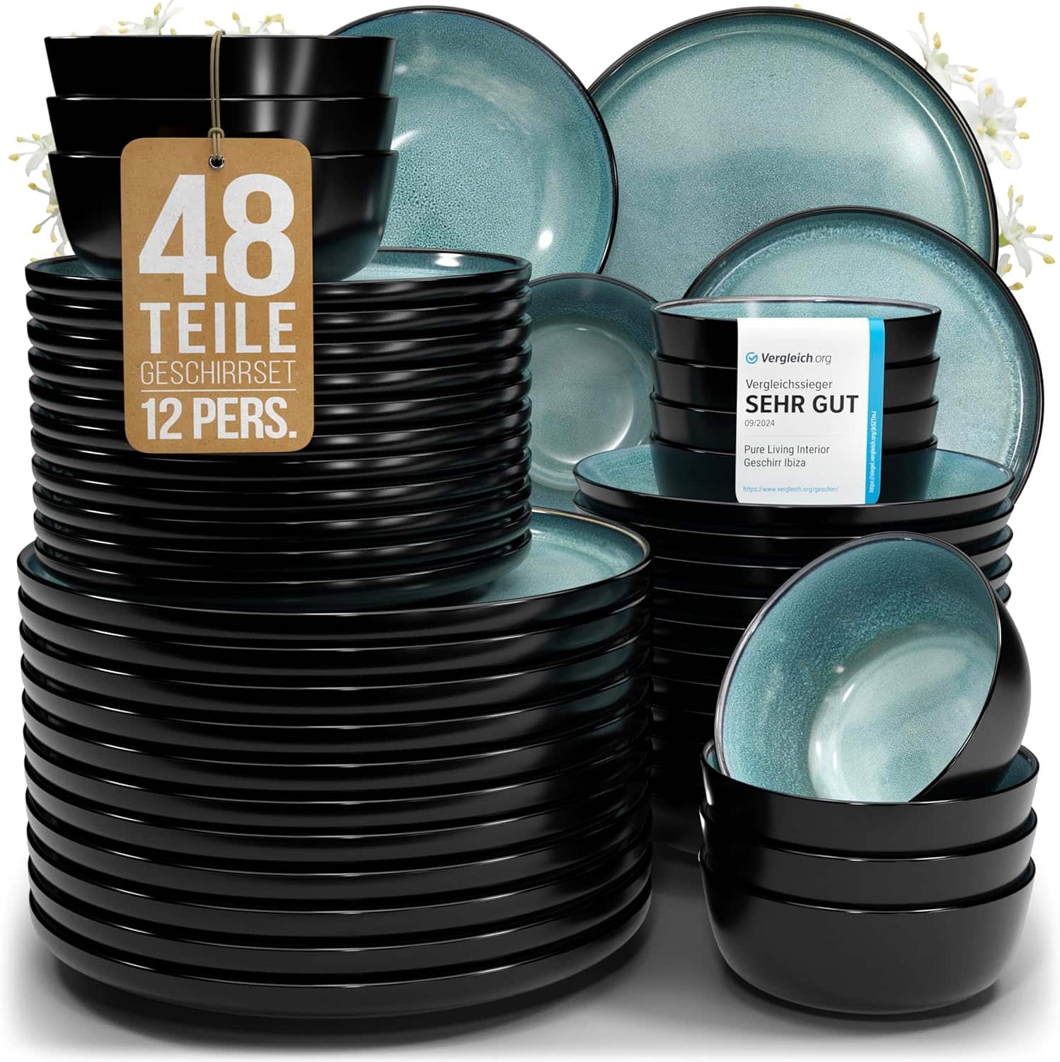 Steingut Geschirrset Ibiza Tafelservice