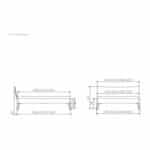 Dimensioned sketch of the Caluso bed