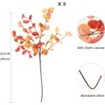 HNVNER Eucalipto artificiale, 5 mazzi da 60 cm ciascuno