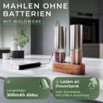 Beide Mühlen im Halter, Laden per USB-C an einer Powerbank