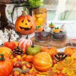 ROLLWAY Fall Decor Set with Pumpkins and Maple Leaves