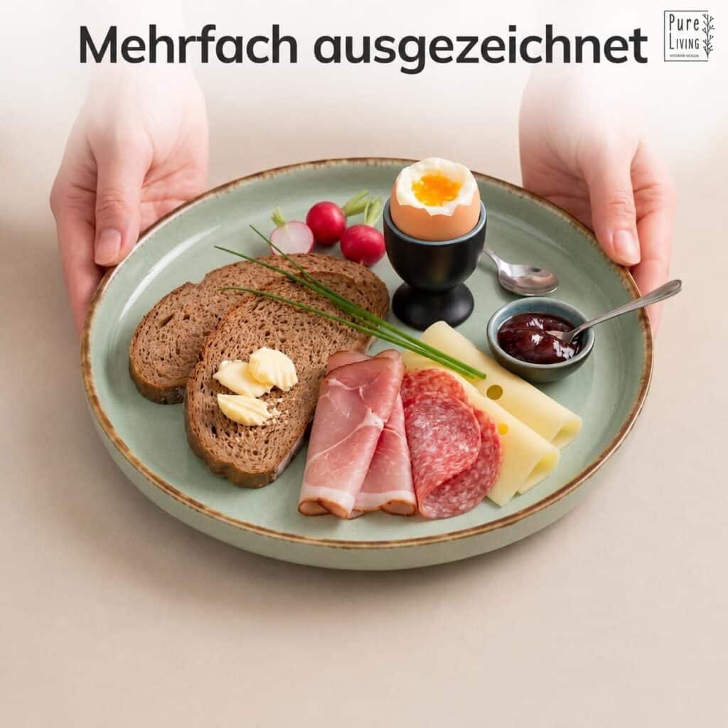 Matratzen kaufen Schweiz, Bettdecken kaufen Schweiz, Kopfkissen kaufen Schweiz Assiette de petit-déjeuner « Rustic » avec du pain et de la charcuterie