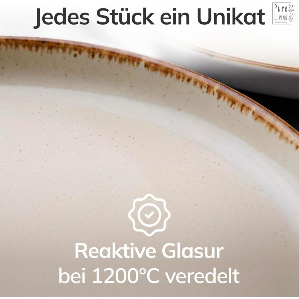 Matratzen kaufen Schweiz, Bettdecken kaufen Schweiz, Kopfkissen kaufen Schweiz Gros plan sur la glaçure réactive « Rustic » avec une touche de couleur sur le bord