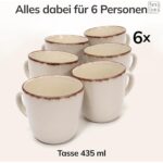 Rustic Earthenware Mugs, Set of 6, 435 ml
