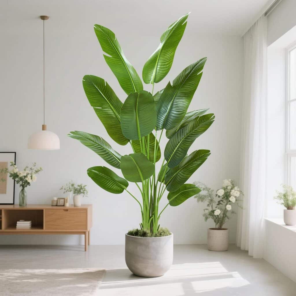 Matratzen kaufen Schweiz, Bettdecken kaufen Schweiz, Kopfkissen kaufen Schweiz Une fleur d'oiseau de paradis dans un salon lumineux
